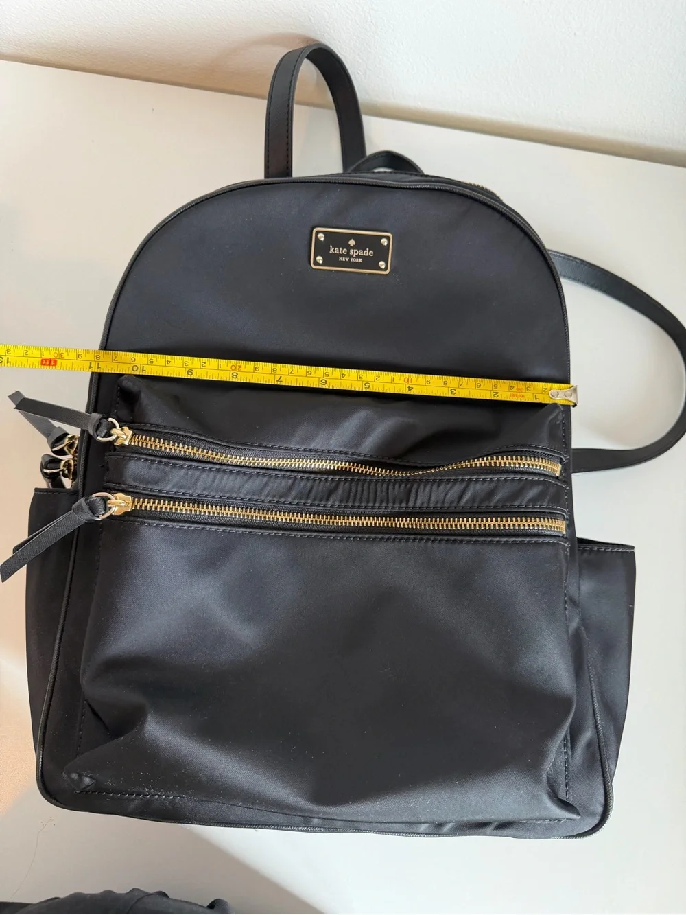 kate spade Black Nylon Backpack with Gold Hardware Accents